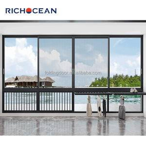 RichOcean Mới Nhất Thiết Kế Màu Đen Nhôm Kính Cửa Sổ Trượt Bão Tác Động Cửa Sổ Trượt Với Bay Màn Hình - Product Image 6