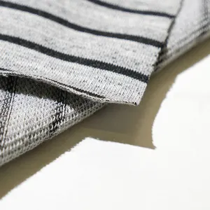 Sportswear gray black stripe pattern design 290gsm recycled polyester cotton french terry fabric