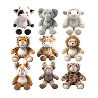 Peluche Lion Tigre Éléphant Élan 23CM – Cadeau Zoo – Jouets en Peluche Animaux – Peluche Éléphant