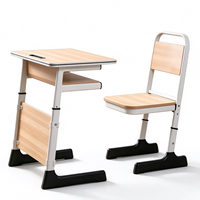 Table d'école ergonomique individuelle avec chaise, bureau collaboratif pour salle de classe, bureau et chaise pour élèves, en métal pour usage scolaire