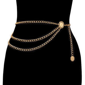 Chaîne de corps tendance en alliage de zinc, forme cœur, pour femme, chaîne de taille de fête, ceinture de nombril multicouche, accessoire de robe - Product Image 2