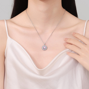 Collier unisexe en cuivre plaqué argent avec pendentif fleur incrusté, style nouveau, simple et élégant, zircon, cadeau luxueux - Product Image 4