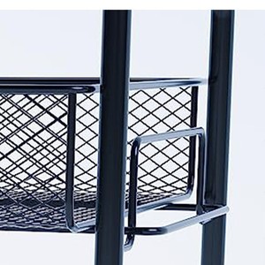 Spice Rack Double Layer Black Metal With Handle <b>Kitchen</b> Countertop <b>Storage</b> Organizer For Spices And Condiments - Product Image 3