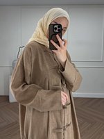 Robe musulmane en lin naturel, coupe ample décontractée, abaya islamique en lin pour femmes, robe évasée modeste, robe de mode du Moyen-Orient