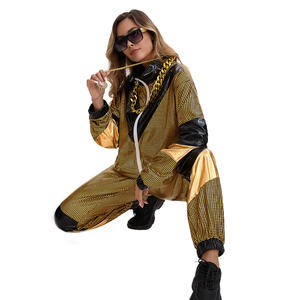 Ensemble de <span class=keywords><strong>combinaison</strong></span> rétro disco, jogging à grille néon, veste coupe-vent réfléchissante, costume de fête sur le thème des années 80 pour Halloween, spectacles sur scène - Product Image 3