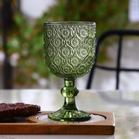 Verre à vin en sergé vert sauge vintage exquis, idéal pour les fêtes, les événements, la restauration et les mariages, 300 ml