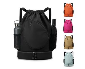 Sports <b>Drawstring</b> <b>Backpack</b>, Badminton Gym Bag Holds 2 Rackets with Shoe Compartment - Product Image 1