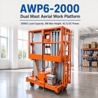 Plateforme Élévatrice Double Mât Aluminium 6m 300kg 2.2kW pour 2 Personnes Maintenance Hôtel