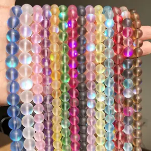 Wholesale Crystal Flash Matting/Smooth Beads 6/8/mm Gemstone DIY Bracelet Necklace Round Loose Beads for Jewelry Making