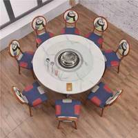 Mesa de Madera Sólida para Restaurante, Estilo Chino, con Vaporera Eléctrica, Directo de Fábrica, Mesa Cuadrada para Hotel, Tamaños Personalizados Disponibles
