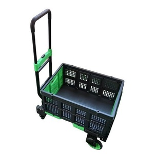 Carrito de Compras Plegable Portátil con Contenedor de Cuatro Ruedas en Plástico Negro y Naranja para Entrega y Manipulación Rápida - Product Image 2