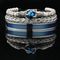 Ensemble de bracelets classiques pour femme en acier inoxydable plaqué or avec zircon noir, boucle fer à cheval et motifs léopard, style Hiphop Party 3