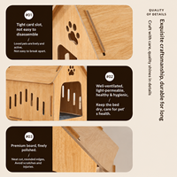 PAIPET Maison moderne en bois massif pour chat et chien avec découpe en forme de patte, ventilation, tapis matelassé intérieur toutes saisons
