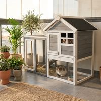 Cage à lapins d'extérieur en bois massif avec design respirant, grande cage d'élevage de qualité commerciale pour usage en extérieur