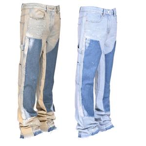 Pantalones vaqueros de marca popular para hombre, personalizados con efecto salpicado de pintura, lavados, estilo carpintero, acampanados y con efecto apilado - Product Image 5