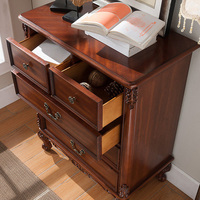 Armoire de chambre à coucher en bois massif rétro, commode de rangement à cinq ou six tiroirs de style américain, ensemble de meubles pour chambre d'hôtel et salon