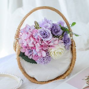 Bouquets de mariage en fleurs artificielles en soie West Lake 10cm-30cm Rose clair Violet Bleu Accessoires de décoration intérieure - Product Image 4