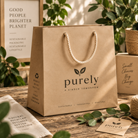 Sac de courses en papier kraft écologique et recyclable avec logo personnalisé et poignée en coton pour supermarché et alimentation animale
