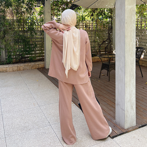 Completo a Due Pezzi in Maglia Stile Arabo Musulmano, Moda Dubai Turca, Abiti Kaftan per Donne, Abbigliamento Islamico - Product Image 5