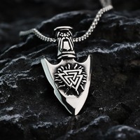 Liontin Viking Baja Tahan Karat 316L Kompas Rune Personalisasi Jangkar Kapal Modis Liontin Kalung Pria Serbaguna Grosir