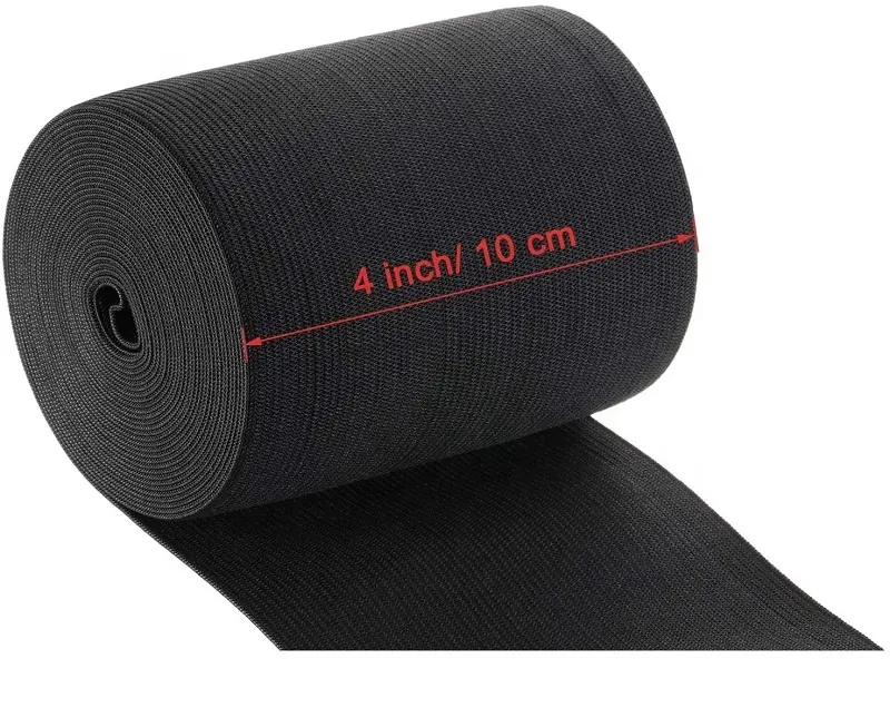 Bobine élastique en tricot noir de 4 pouces de large, bande élastique en tricot extensible à haute élasticité, 3 mètres utilisé pour les ceintures ou les décolletés