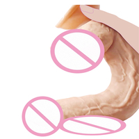 Consoladores grandes de silicona líquida de empuje a bajo precio, pene Artificial portátil Flexible, consolador femenino con ventosa