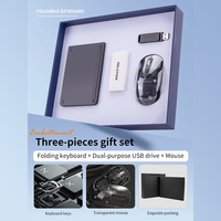 Coffret Cadeau Festif Édition Limitée Approuvé par les Célébrités : Clavier Pliable, Clé USB Double Port (USB/Type-C) et Souris Multi-Plateformes