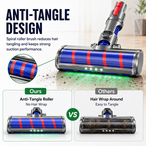 Cepillo de Aspiradora LED Verde al por Mayor, Cabezal de Rodillo Suave Antienredos para Suelos 180 °   Repuesto Giratorio para Limpieza Multisuperficie - Product Image 4