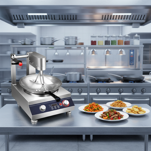 Wok électrique professionnel pour la restauration avec couvercle en verre, composant moteur, <span class=keywords><strong>robot</strong></span> de cuisson pour restaurants, pour la préparation de plats sautés - Product Image 1