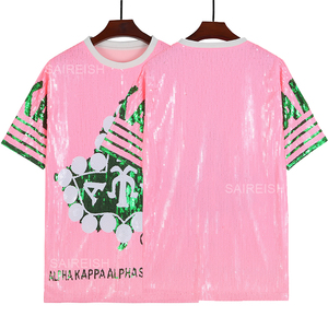 Abiti Casual personalizzati OEM verde rosa per Aka abito da donna con paillettes T-Shirt eco-lavabile con vita naturale - Product Image 4