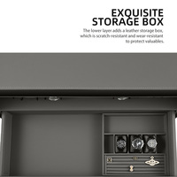 Coffre-fort remontoir de montres double couche pour 12 montres avec tiroir de rangement pour bijoux, pour une collection de luxe bien organisée