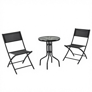 Modern Fabric Outdoor/Patio Furniture <b>Balcony</b> Bistro Set 3 Piece <b>Tables</b> and Chairs for Villa - Product Image 4