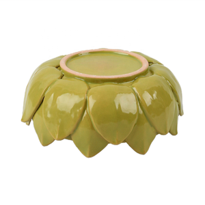 Bol en céramique avec feuilles d'artichaut, fait à la main, décoratif - Product Image 2