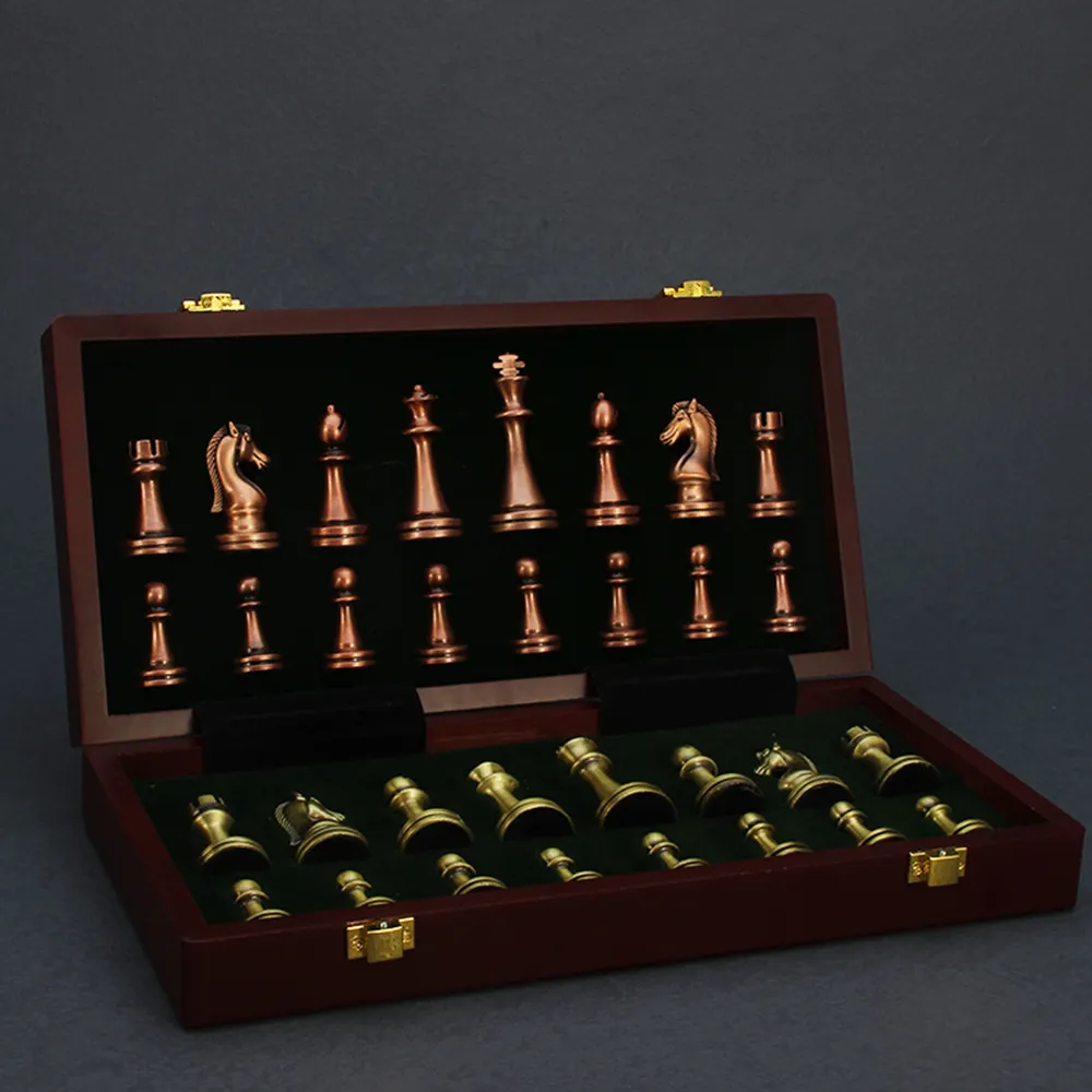 برونز معدن الشطرنج مطوي المغناطيسي مجلس الشطرنج الفاخرة الراقية مخصصة ألعاب الشطرنج