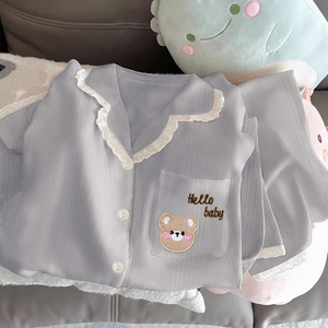 Ve Áo Đồ Ngủ Của Phụ Nữ Mùa Xuân Giản Dị Cao Cấp Dễ Thương Gấu Dài Tay Loungewear Phù Hợp Với Có Thể Được Mặc Bên Ngoài Bán Buôn - Product Image 2