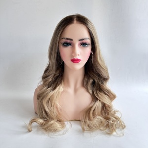 Peluca de Cabello Remy Europeo Virgen Lista para Enviar, Mezcla Balayage Rubio Ceniza HD Sin Pegamento para Parte Superior de Encaje, 150% de Densidad, para Pérdida de Cabello en Mujeres - Product Image 1