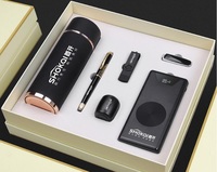 Coffret cadeau d'affaires 6 en 1 de luxe, coffret cadeau d'entreprise promotionnel 2019 avec haut-parleur, gobelet isotherme, chargeur sans fil, batterie externe