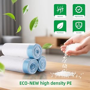 240 counts Blue <b>drawstring</b> garbage <b>bag</b> heavy duty unscented HDPE LDPE material trash <b>bag</b> recycled leakproof <b>waterproof</b> - Product Image 3
