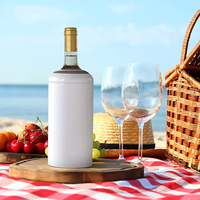 Reekoos Ensemble de seau refroidisseur de bouteille de vin portable en acier inoxydable à double paroi isolé sans glace pour le champagne de fête
