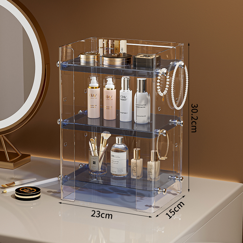 Multi Layer Acrylic Mirror Cosmetic Storage Box Plastic Sundries Rack for Bathroom Dressing Table Perfume Desktop Organizer