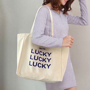 High Quality Eco-Friendly Cotton <b>Canvas</b> <b>Tote</b> Bags Custom Long Shoulder Handle Durable Fashionable Letter Pattern Advertising - Product Image 3