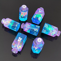 Bleu Rose Potion Bouteille Résine Mode Coloré Polyèdre RPG Dice Cadeau Avec Feuille