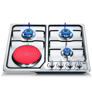 Estufa de <span class=keywords><strong>Gas</strong></span> Integrada RAF de 1500W, Placa de Cocción de Cocina con 3 Quemadores de <span class=keywords><strong>Gas</strong></span> y 1 Placa Eléctrica, Panel de Acero Inoxidable para Cocinar Diariamente en Casa - Product Image 1