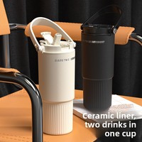 Vaso Térmico Portátil de Acero Inoxidable 316 con Aislamiento al Vacío, Doble Pajita para Beber, Ideal para Uso en Exteriores y Coche