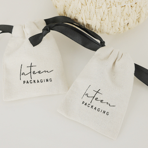 Good Quality White Cotton Pouch Gift Simple Jewelry Bag Cotton <b>Canvas</b> Custom Logo Jewelry Drawstring Pouch - Product Image 1