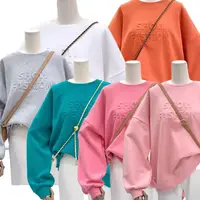 Rundhals ausschnitt Lose und dünne Buchstaben drucken 3d geprägte Sweatshirt Frauen übergroße Sweatshirt Frauen benutzer definierte geprägte Sweatshirt