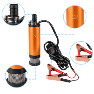 Pompe à huile électrique 12V, pompe à diesel submersible 38mm, orange, en acier inoxydable, pour extraction d'huile et transfert d'eau - Product Image 3