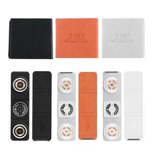<span class=keywords><strong>Cargador</strong></span> inalámbrico magnético 3 en 1 plegable de cuero PU Delgado Carga rápida transparente para teléfonos móviles - Product Image 5