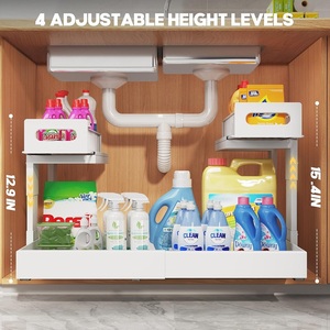 Organiseurs extensibles sous l'évier, rangement à 2 niveaux, hauteur réglable, organisateur coulissant sous l'armoire - Product Image 5