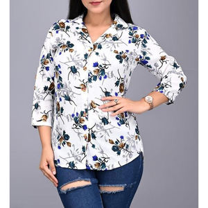 Top estampado moderno para mujer, blusa holgada para oficina o estilo informal, ligera para otoño - Product Image 6